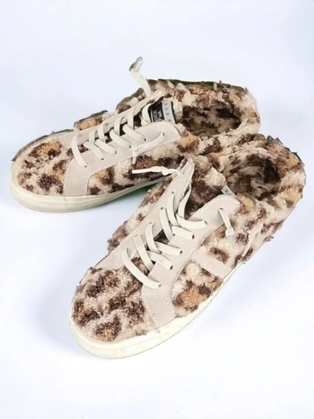 VINTAGE HAVANA Leopard Print Sneakers 8 Sherpa Slides Leather Snuggle Furry
